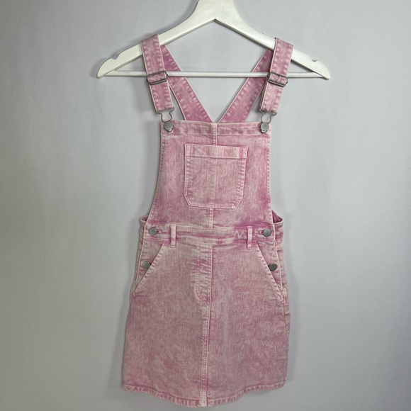 NEW / J.Crew Girls' garment-dyed denim overall dress in stonewashed pink - Picture 2 of 3
